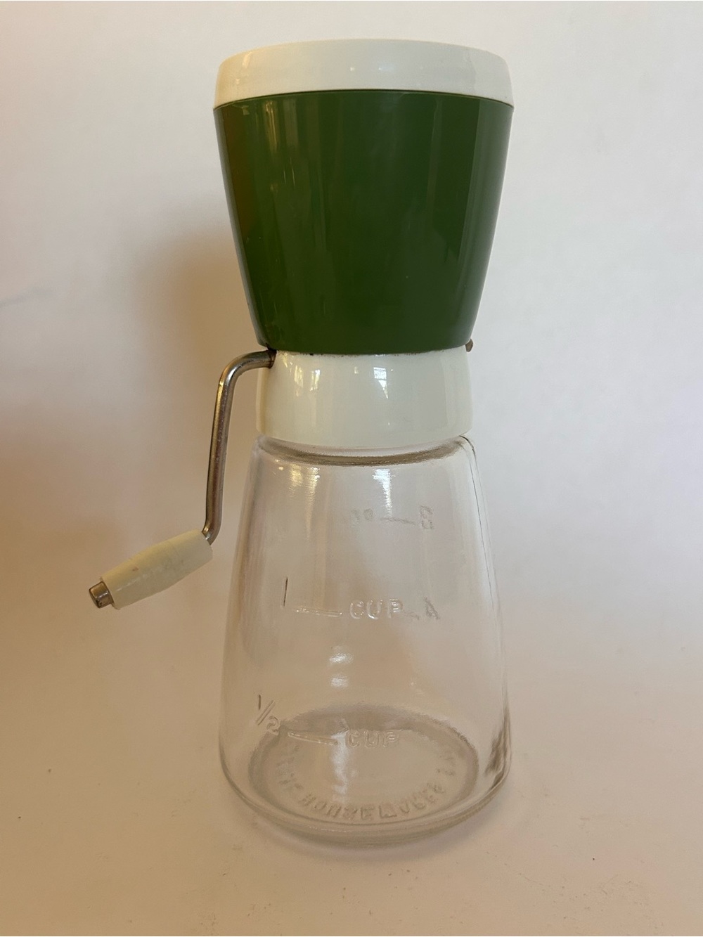 Vintage Federal Housewares Nut & Spice Grinder Chopper Emerald Green Glass Retro